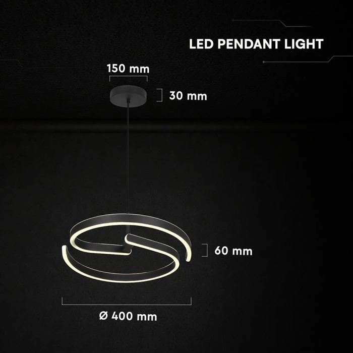 25W LED pakabinamas šviestuvas, juodos/baltos sp., 4000K