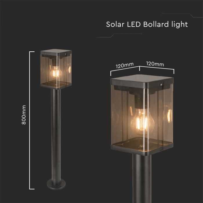 V-tac 2,5W LED pastatomas lauko šviestuvas su saulės baterija ir judesio davikliu, juodas, 3000K, IP54