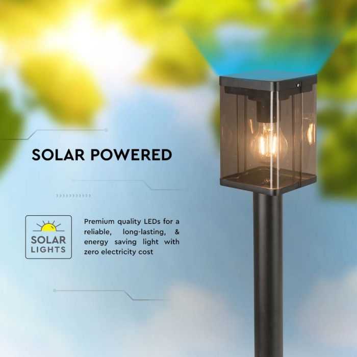V-tac 2,5W LED pastatomas lauko šviestuvas su saulės baterija ir judesio davikliu, juodas, 3000K, IP54