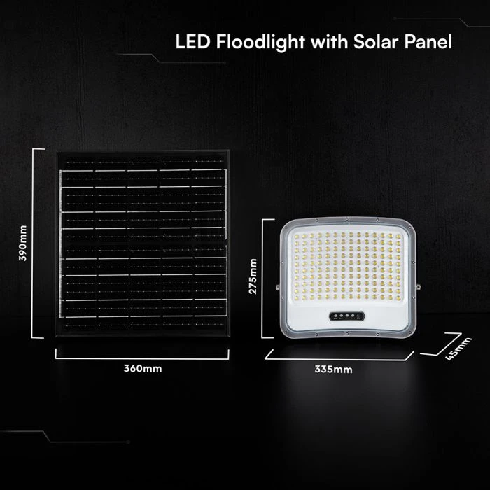 25W LED prožektorius su saulės baterija, juodas, 3000/4500/6500K, dimeriuojamas