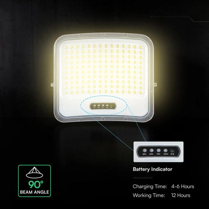 25W LED prožektorius su saulės baterija, juodas, 3000/4500/6500K, dimeriuojamas