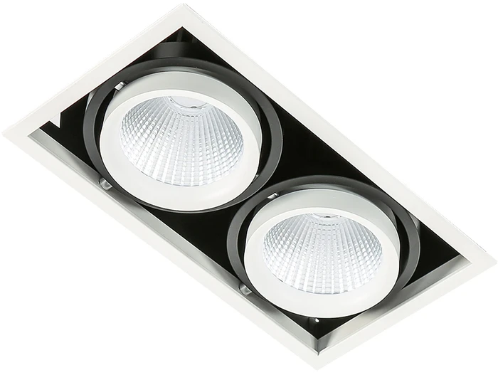26W LED įleidžiamas šviestuvas VERTICO DOUBLE, baltos/juodos sp., 4000K