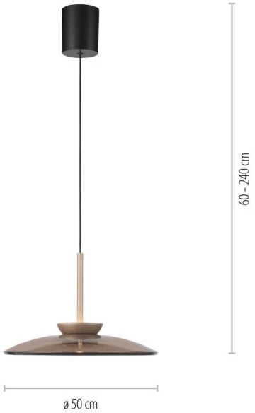 26W LED pakabinamas šviestuvas E-MOON, bronzos sp., 2700-5000K, dimeriuojamas, reguliuojamo aukščio