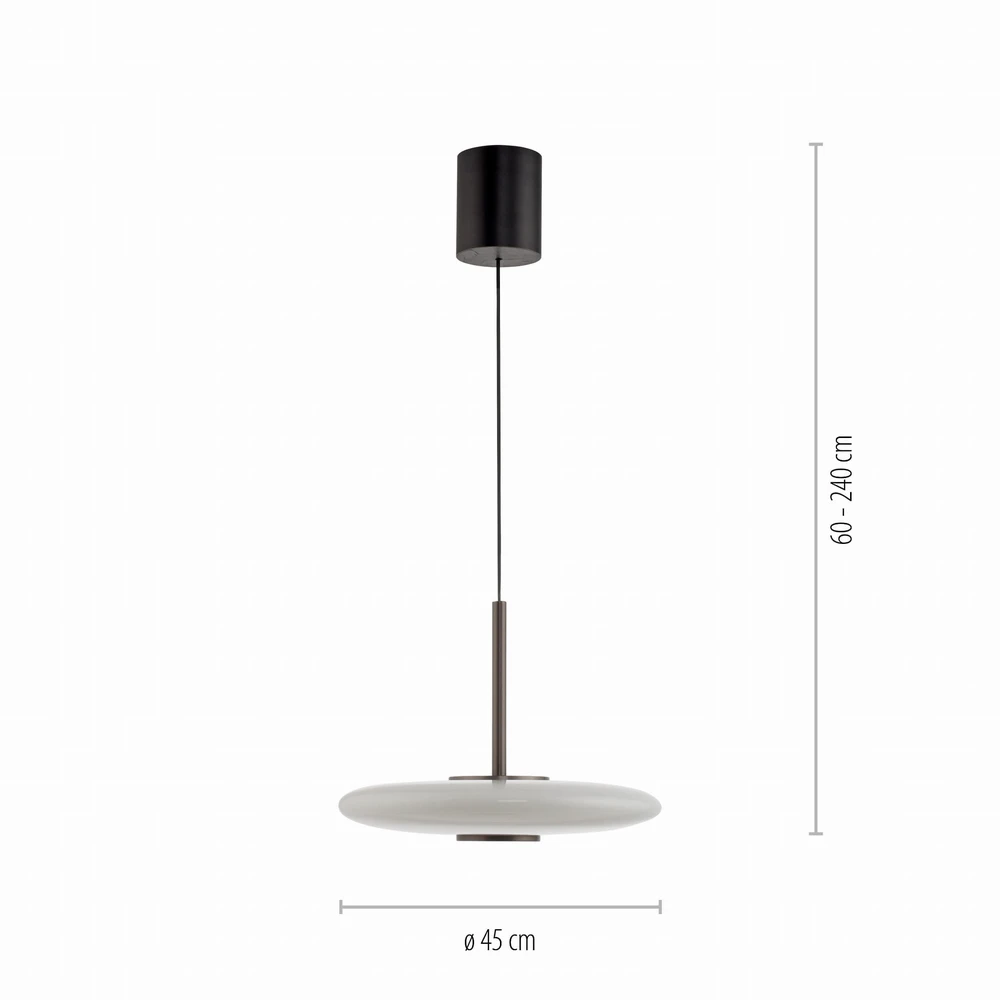 26W LED pakabinamas šviestuvas E-VITRUM, rudos sp. korpusu, 2700-5000K, dimeriuojamas, reguliuojamo aukščio