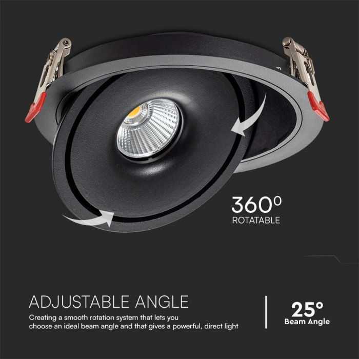 V-tac 28W LED įleidžiamas šviestuvas, juodas, 3000-6400K