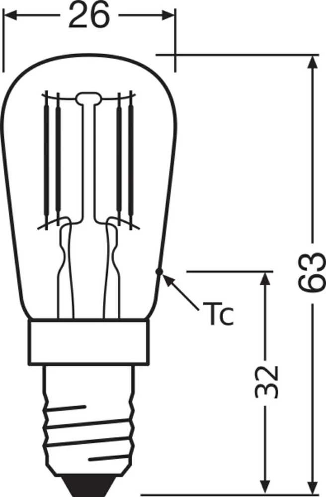 Ledvance 2,8W LED lemputė SPECIAL T26, E14, skaidri, 2700K