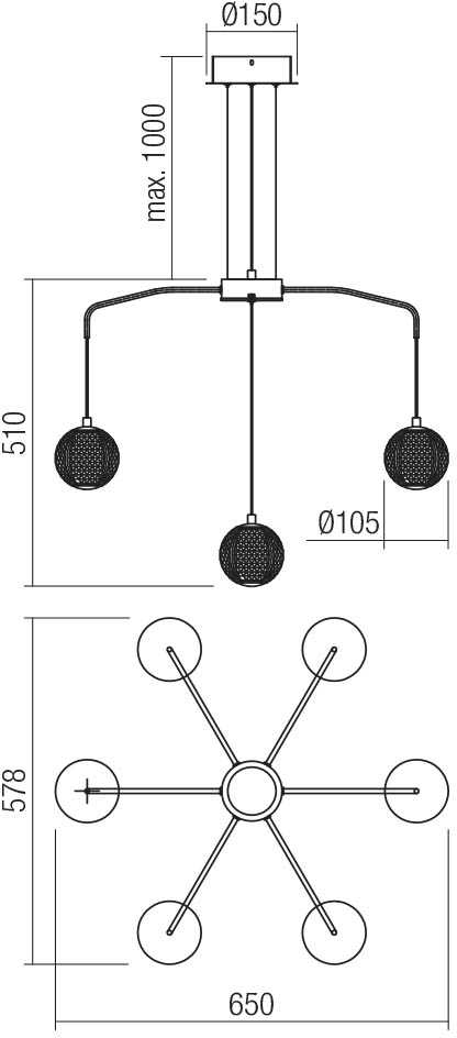 28W LED pakabinamas šviestuvas GIANET, matinės aukso sp., 3000K