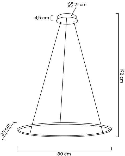 28W LED pakabinamas šviestuvas RING SLIM 80, aukso sp., 3000K, su nuotolinio valdymo pulteliu, dimeriuojamas