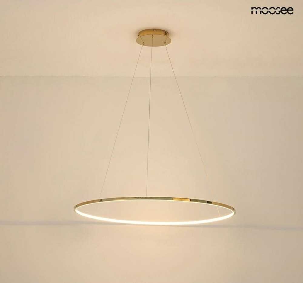 28W LED pakabinamas šviestuvas RING SLIM 80, aukso sp., 3000K, su nuotolinio valdymo pulteliu, dimeriuojamas