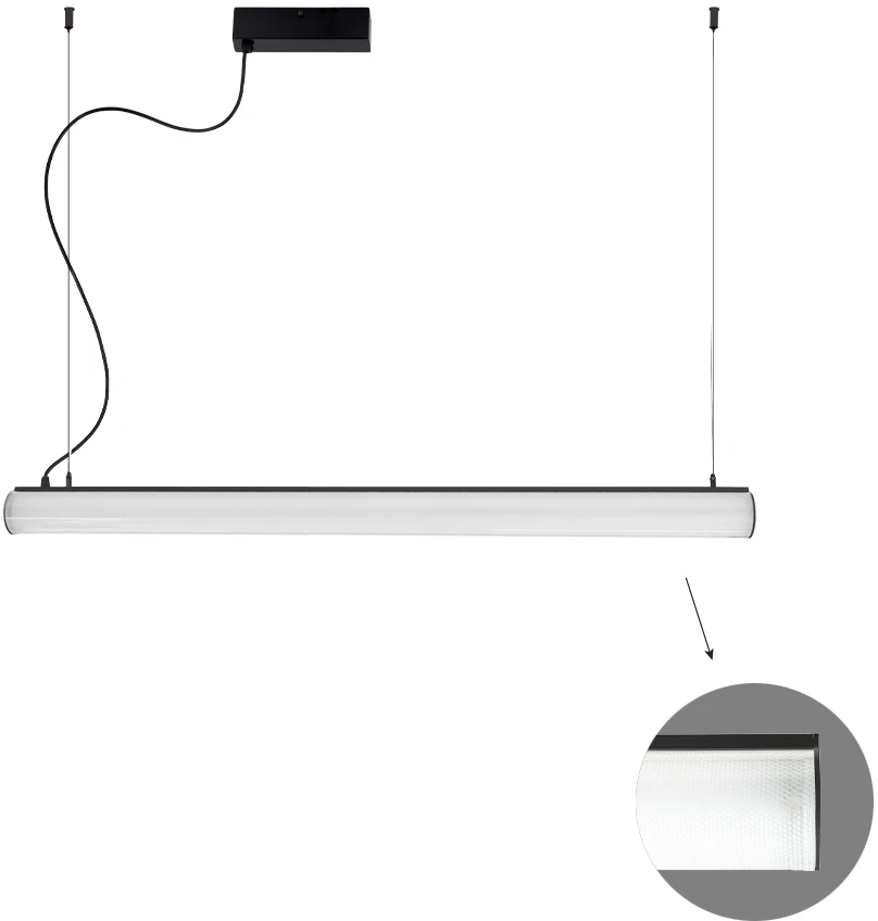 29W LED linijinis pakabinamas šviestuvas TUBE, juodas, 3000K, 900mm, 3919-00090-3-B-N