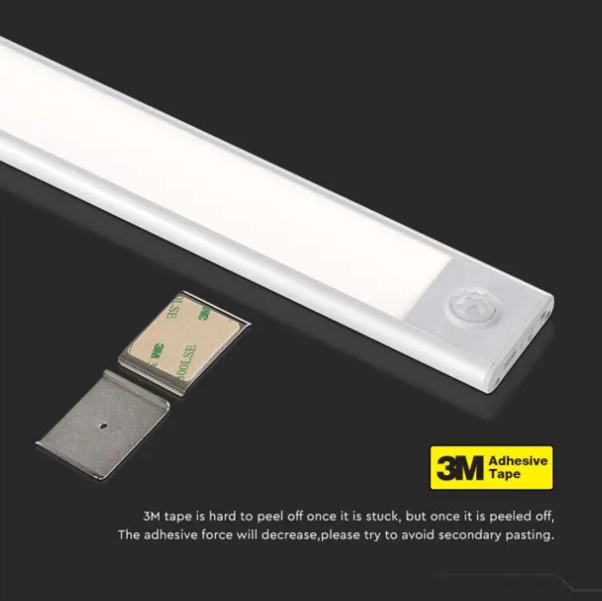 V-tac 2W LED įkraunamas linijinis paviršinis šviestuvas, 40cm, sidabro sp., 4000K, su judesio davikliu