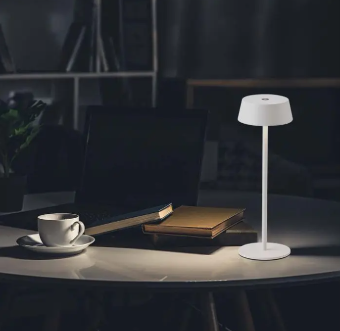 V-tac 2W LED įkraunamas stalinis šviestuvas, baltas, 3000K, dimeriuojamas