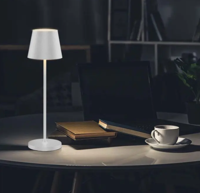 V-tac 2W LED įkraunamas stalinis šviestuvas, baltas, 3000K, dimeriuojamas, IP54, su belaidžio įkrovimo funkcija