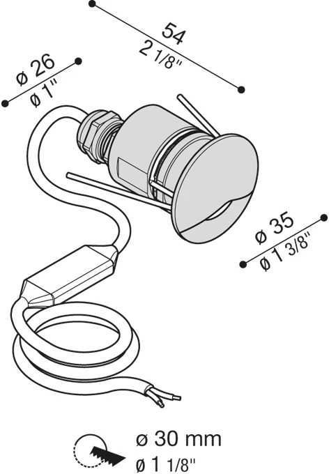 2W LED įleidžiamas lauko šviestuvas CNC 35 TOP L, pilkas, 3000K
