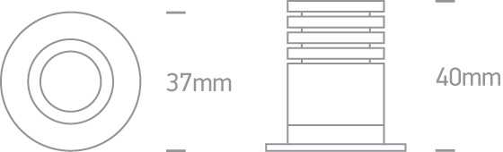 2W LED įleidžiamas šviestuvas, juodas, 3000K, 10102H/B/W
