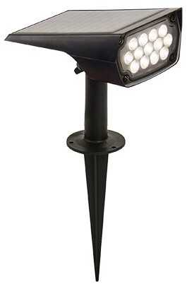 2W LED įsmeigiamas lauko šviestuvas su saulės baterija, juodas, 3000K
