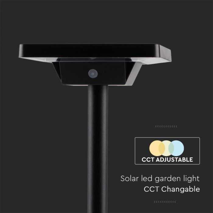 V-tac 2W LED įsmeigiamas/pastatomas lauko šviestuvas su saulės baterija, juodas, 3000-6400K, IP65