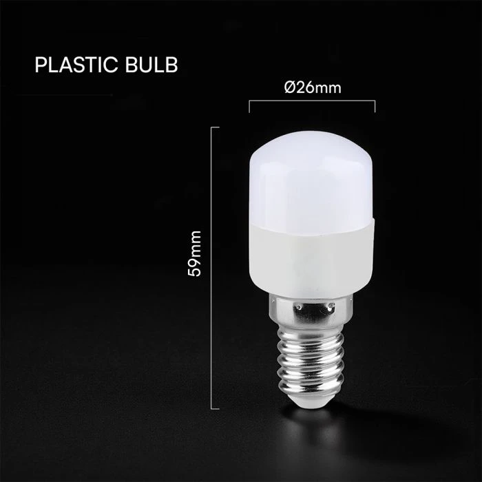 2W LED lemputė, E14, T26, 3000K, 200°, CREE LED chip