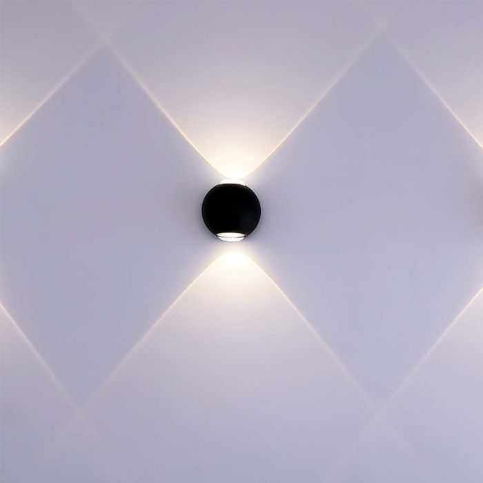 V-tac 2W LED sieninis šviestuvas, juodas, 4000K, IP54