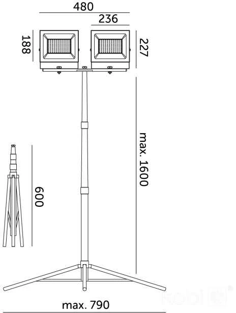 2x100W LED prožektorius su stovu TIGRA, geltonos/juodos sp., 4000K, IP54