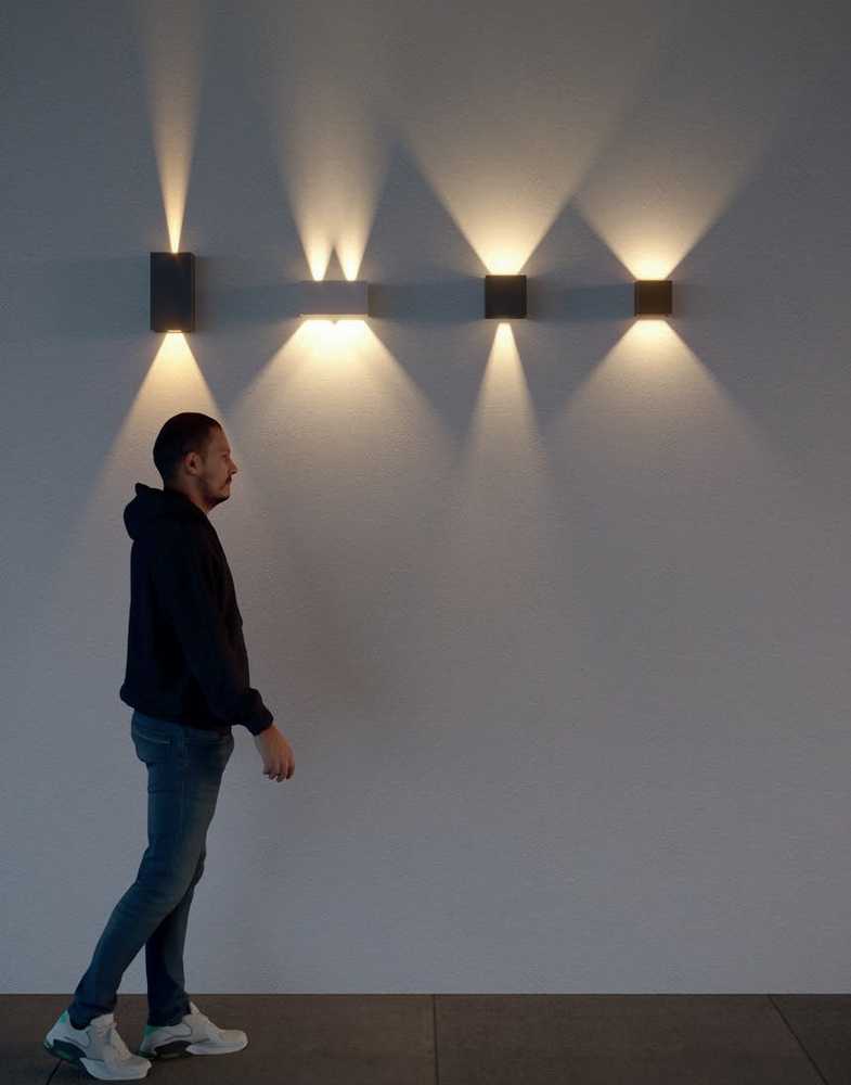 2x10W LED sieninis lauko šviestuvas VARY, tamsiai pilkas, 3000K, IP54, šviečia į viršų ir į apačią, 90553