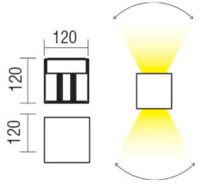 Sieninis šviestuvas 2x10W LED sieninis lauko šviestuvas VARY, tamsiai pilkas, 3000K, IP54, šviečia į viršų ir į apačią, 90296