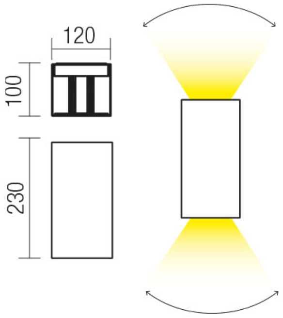 2x10W LED sieninis lauko šviestuvas VARY, tamsiai pilkas, 3000K, IP54, šviečia į viršų ir į apačią, 90553