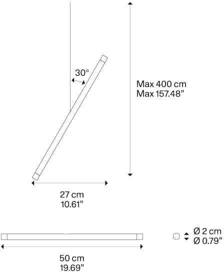 2x1W LED pakabinamas šviestuvas A-TUBE NANO DUO, aukso sp., 2700K, dimeriuojamas