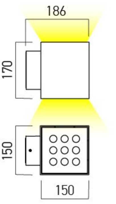 2x20W LED sieninis fasado šviestuvas XWALL, tamsiai pilkas, 3000K, IP65, šviečia į viršų ir į apačią