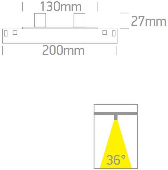 2x2W LED šviestuvas į magnetines sistemas ONELIGHT MINI/MIDI, juodas, 3000K, 42128A/B/W
