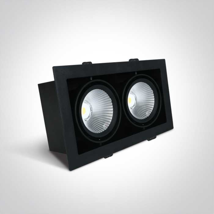 2x30W LED įleidžiamas pakreipiamas šviestuvas, juodas, 4000K, 51230/B/C