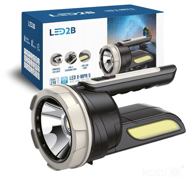 2x3W LED įkraunamas žibintuvėlis X-MPR 5 LED2B, juodas, 6000K