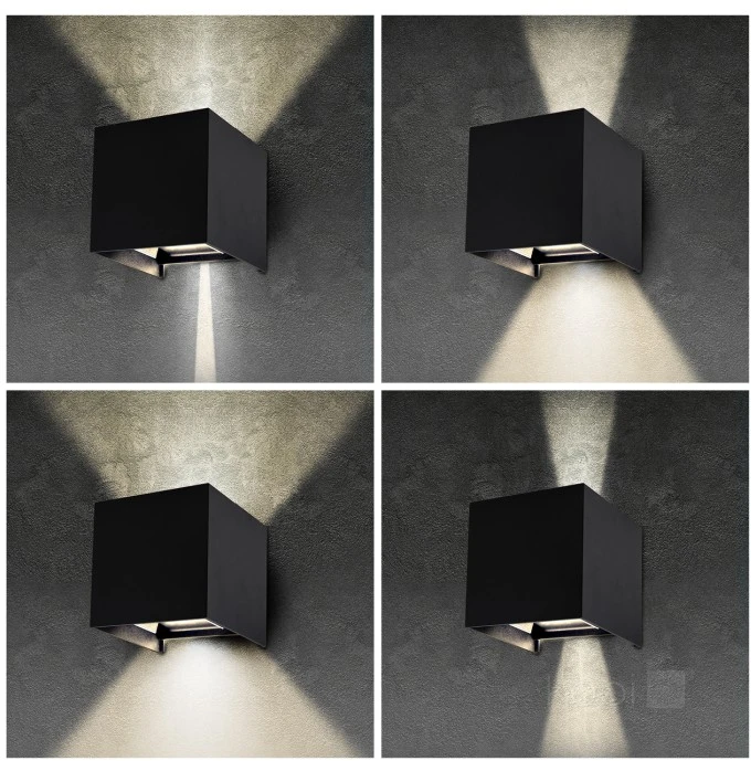 Sieninis šviestuvas 2x3W LED sieninis fasado šviestuvas QUERK, juodas, 3000K, IP54, šviečia į viršų ir į apačią