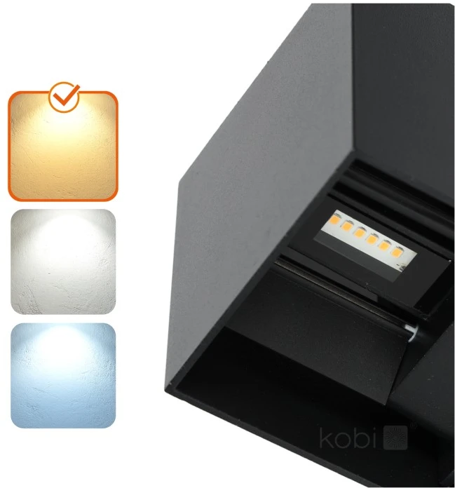 Sieninis šviestuvas 2x3W LED sieninis fasado šviestuvas QUERK, juodas, 3000K, IP54, šviečia į viršų ir į apačią