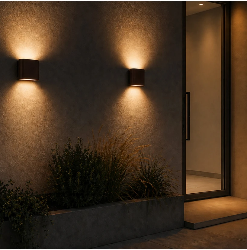 Sieninis šviestuvas 2x3W LED sieninis lauko šviestuvas, rudas, 2700K, IP65, šviečia į viršų ir į apačią, E238-27