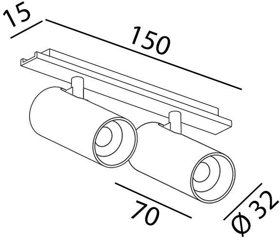 2x5W LED šviestuvas TUB S A X2 į magnetinę sistemą MINI_LINE 42, juodas, 3000K, dimeriuojamas
