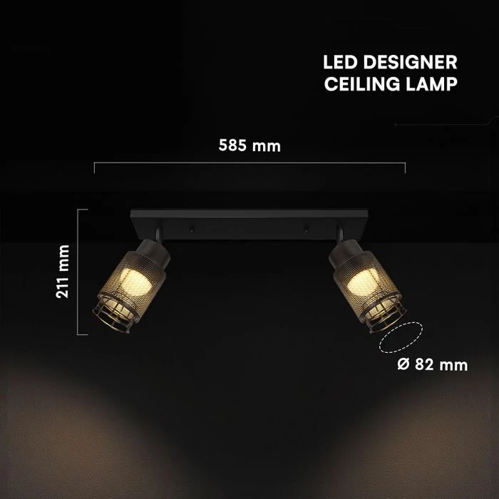 2x6W LED lubinis šviestuvas, juodas, 3000K