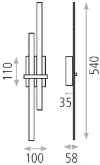 2x6W LED sieninis šviestuvas SHADOW, aukso sp., 2700-3000K, A3796170O