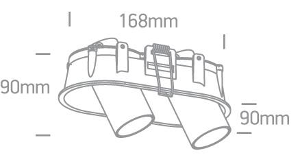 2x6,5W LED įleidžiamas pakreipiamas šviestuvas, juodas, 3000K, 11207C/B/W