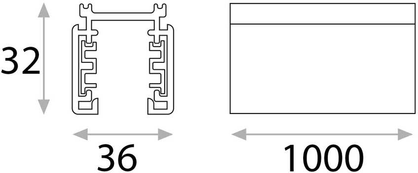 3 fazių paviršinis bėgelis, baltas, 1m, 6TRACK001B