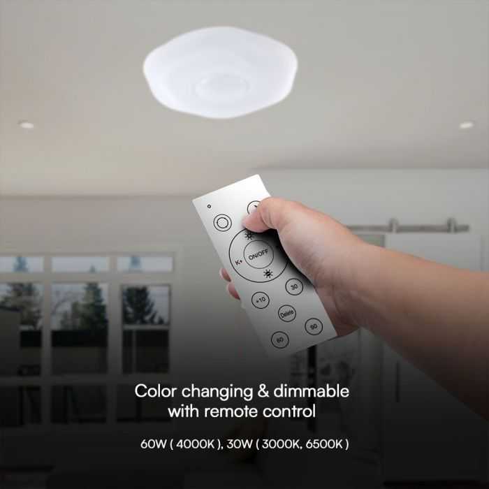 Lubinis šviestuvas V-tac 30/60W LED paviršinis šviestuvas, baltas, 3000/4000/6500K, dimeriuojamas, PLUM BLOSSOM dangtelis