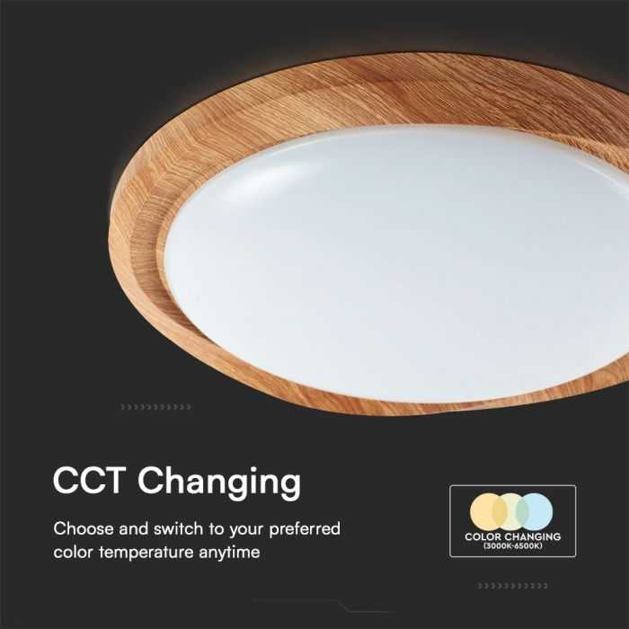 Lubinis šviestuvas V-tac 30/60W LED paviršinis šviestuvas, medžio sp., 3000/4000/6500K, dimeriuojamas, CYCLONE dangtelis