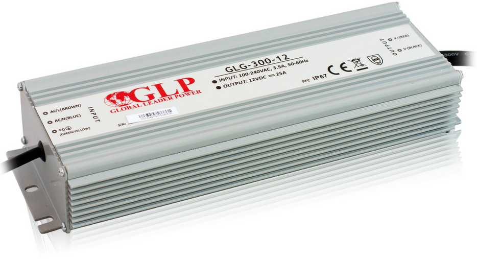 300W LED Maitinimo šaltinis GLG 12V IP67