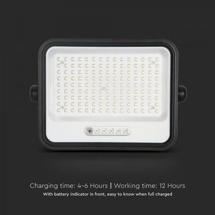 300W LED prožektorius su saulės baterija, juodas, 2000-8000K, dimeriuojamas