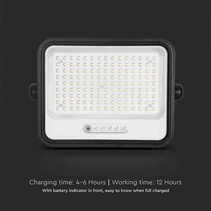 300W LED prožektorius su saulės baterija, juodas, 2000-8000K, dimeriuojamas