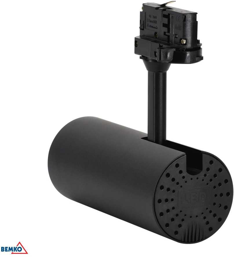 Bemko 30W LED akcentinis šviestuvas į 3 fazių bėgelį VERKO, juodas, 3000K