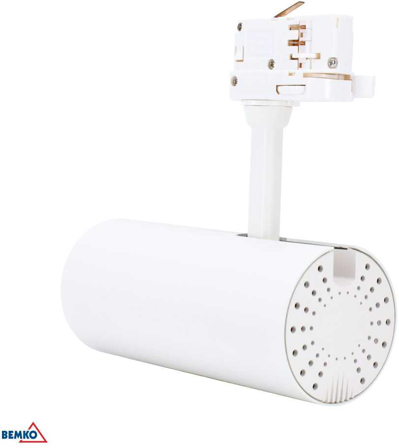 Bemko 30W LED akcentinis šviestuvas į 3 fazių bėgelį VERKO, baltas, 3000K
