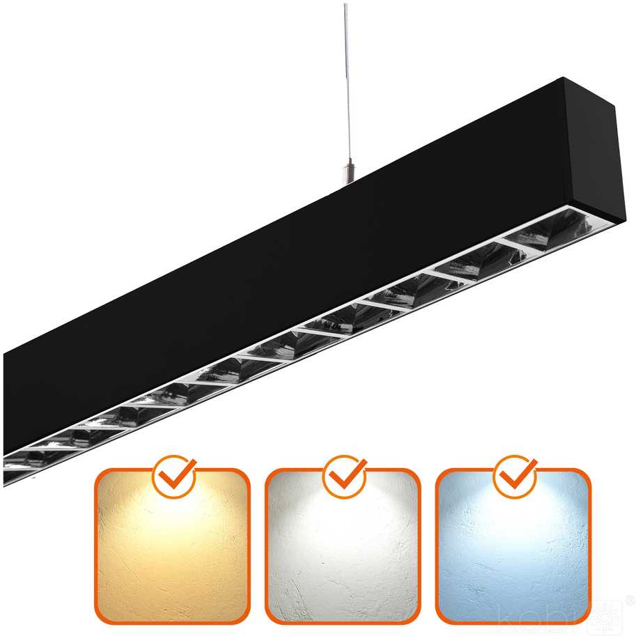 30W LED linijinis šviestuvas KOLINE K2, juodas, 3000/4000/6500K, UGR19