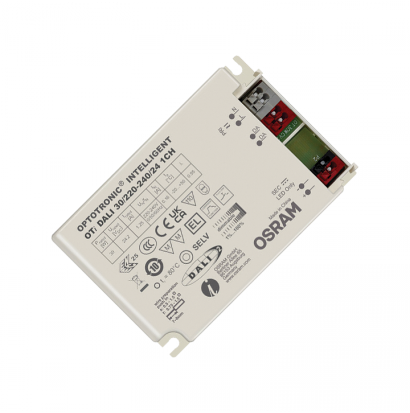 30W LED maitinimo šaltinis, baltas, 24V, IP20, PUSH/DALI, 4062172329767