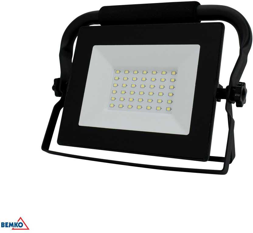 30W LED nešiojamas prožektorius KASTEL, juodas, 6000K, IP65